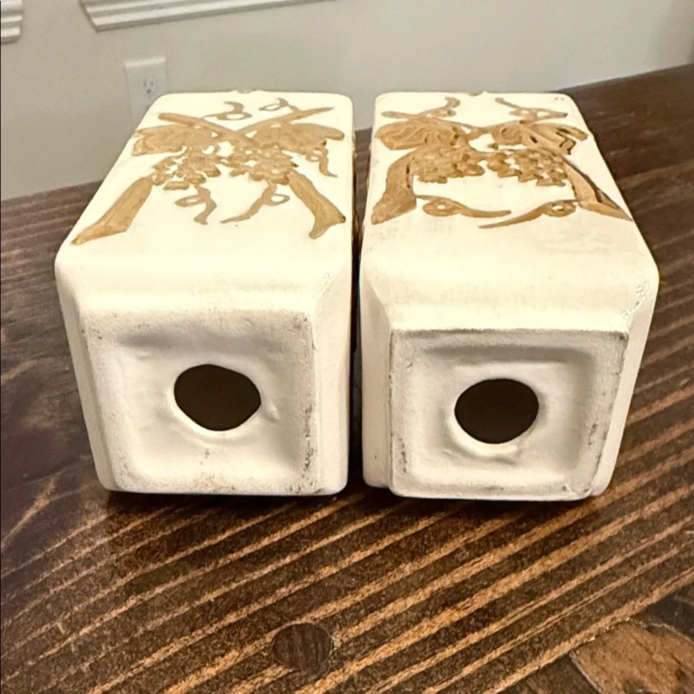 Elegant Gold and Cream Ceramic Salt and Pepper Shakers